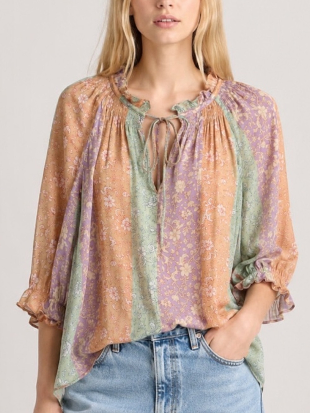 Current Air Los Angeles anthropologie Floral Peasant Blouse medium 25729